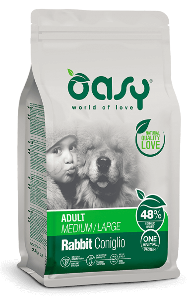 Alimento secco Oasy One Animal Protein Adult Coniglio 12 kg per cani adulti taglia media e grande Alimento secco Oasy One Animal Protein Adult Coniglio 12 kg per cani adulti taglia media e grande
